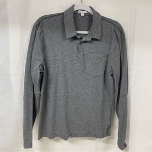 James Perse Gray Long Sleeve Polo Shirt Size 1 Small Minimal Luxury
